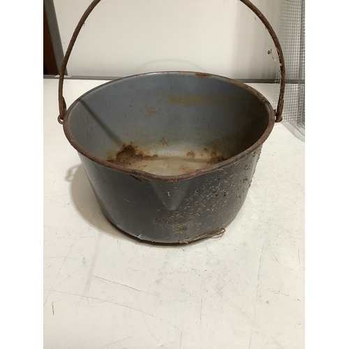 107 - Cast iron cooking pot (does show rust & holes)