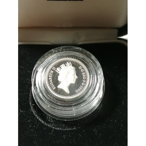 33A - 1990 silver proof PIEDFORT 5p in green presentation box