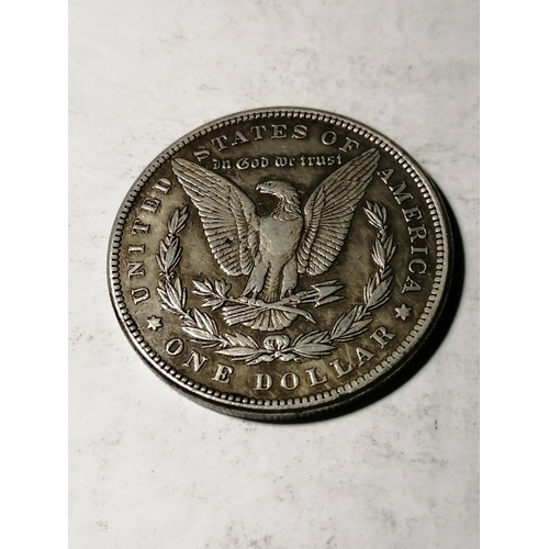 34A - 1921 USA silver dollar with skull design on obverse