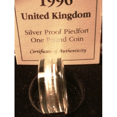 37A - 1996 silver proof PIEDFORT 1 pound coin in red presentation case (10,000 mintage)