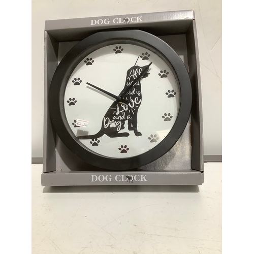 505 - All you need is love and a dog clock new in box