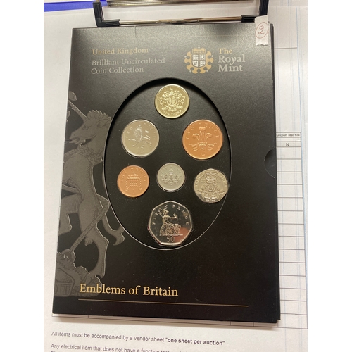 51A - United Kingdom brilliant uncirculated coin collection - emblems of Britain - £1 to 1p