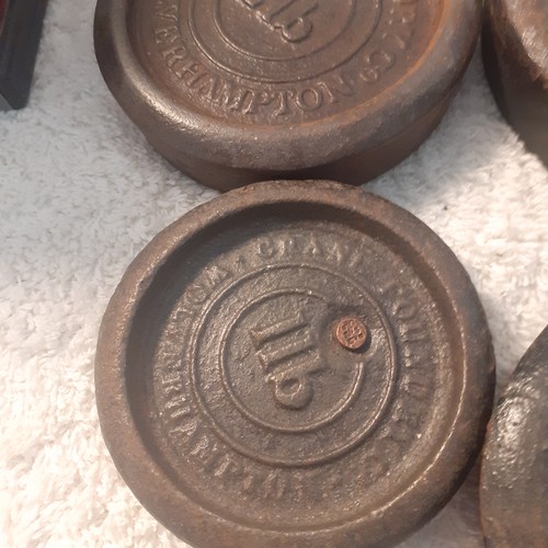 22 - Cast iron weights some larger ones stamped from the Crane foundry Wolverhampton. One additional 2lb ... 