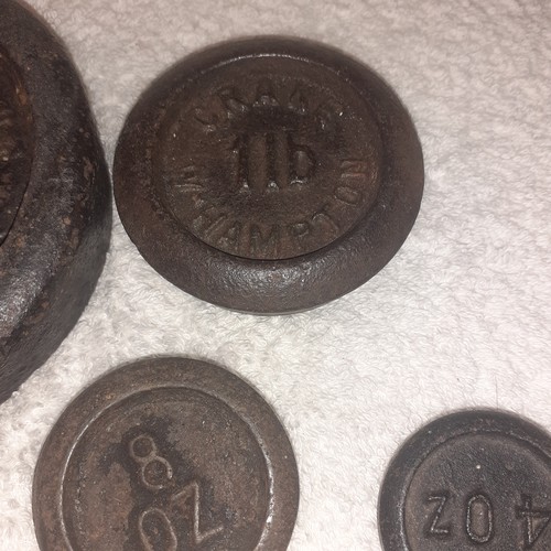 22 - Cast iron weights some larger ones stamped from the Crane foundry Wolverhampton. One additional 2lb ... 