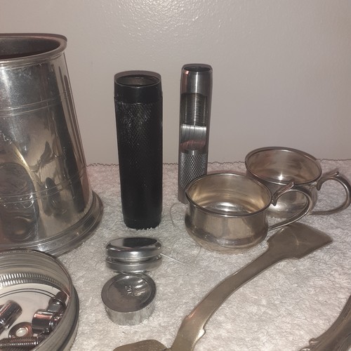 25 - An interesting metal lot consisting of a quantity of silver plate, pewter and stainless steel items.