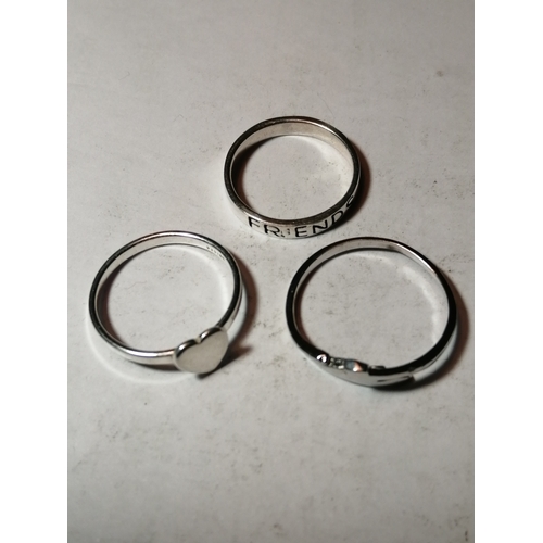 23A - 3 x silver rings 4.04 grams Size J, K and N