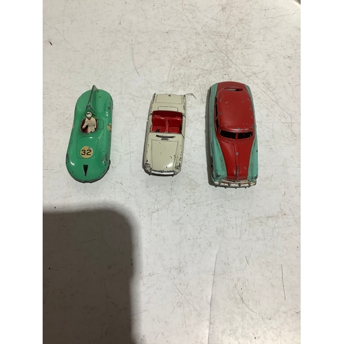 52 - 3 x Dinky collectible cast vehicles Connaught 236 Hudson Sedan And Mgb