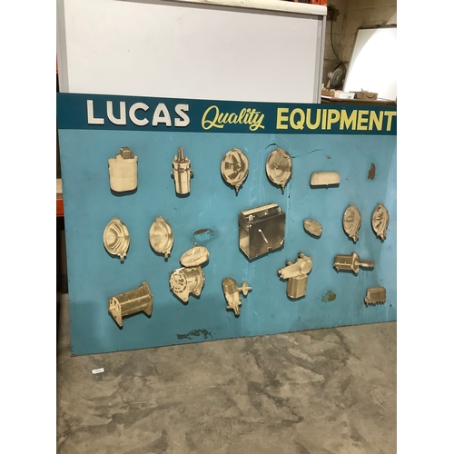 478 - Vintage Lucas Quality Equipment large advertisement sign featuring car parts