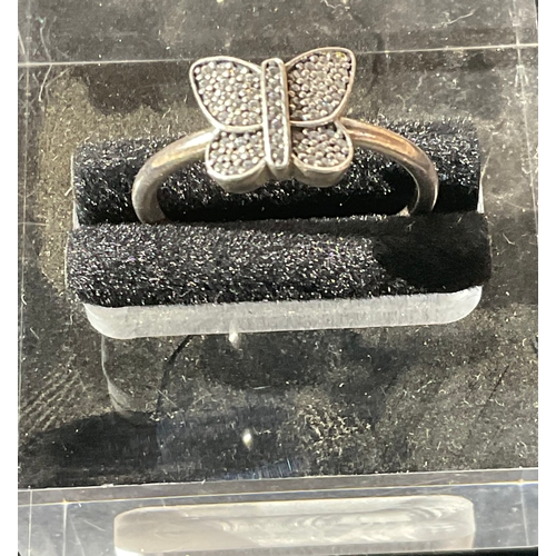 68 - Pandora butterfly 925 sterling silver ring size P  2.3 g