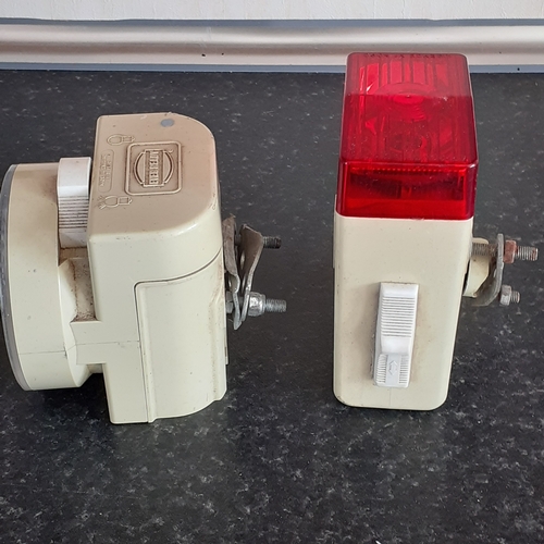 40 - Vintage pair of eveready bicycle lights front and back. All switches move correctly amd good conditi... 