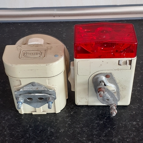 40 - Vintage pair of eveready bicycle lights front and back. All switches move correctly amd good conditi... 