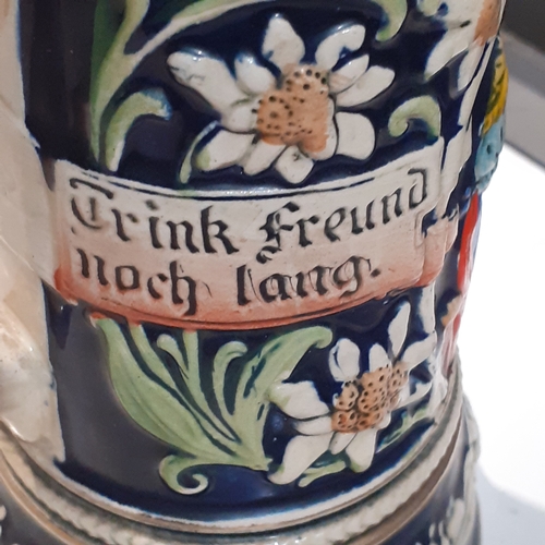 59 - Vintage musical beer stein Swiss made with Thorens clockwork movement.