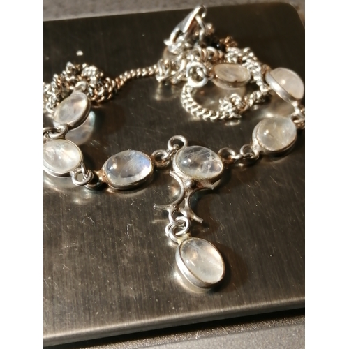 22A - Silver necklace set with 8 opaque gemstones 8.40 grams