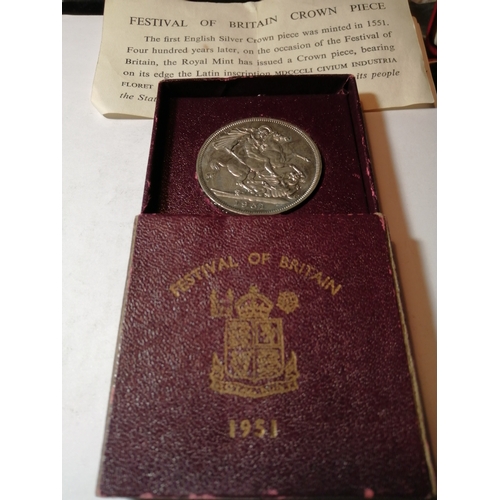 31A - 1951 proof crown in red presentation box with original paperwork