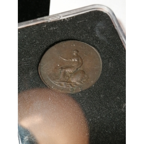 32A - 1799 George III halfpenny in presentation case