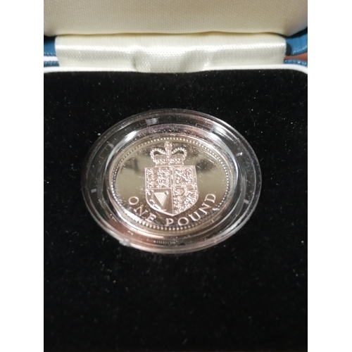 33A - 1988 silver proof 1 pound coin in blue presentation box