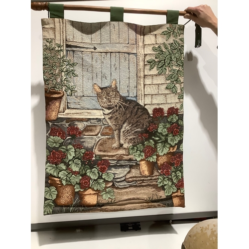 25 - Large tapestry cat hanging - 1m x 65cm