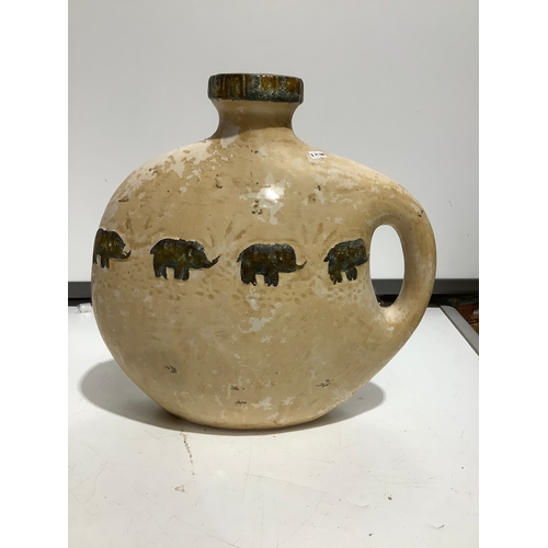 35 - Large elephant vase/urn with contents of sand from abroad