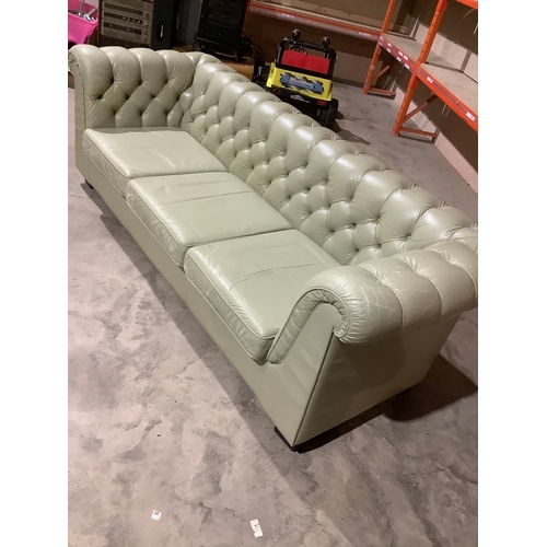 227 - Ideal man cave piece!! 3 seater green chesterfield sofa - 2m long