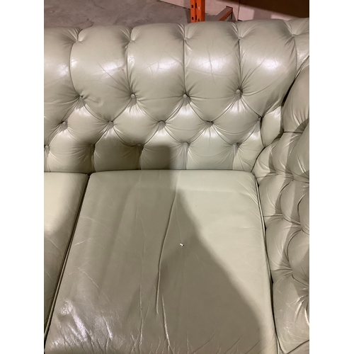 227 - Ideal man cave piece!! 3 seater green chesterfield sofa - 2m long