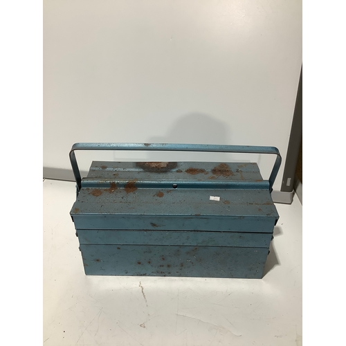 238 - Metal cantilever tool box with contents