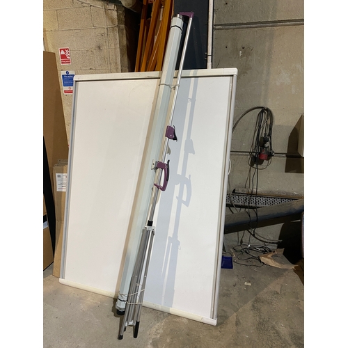 496 - Metal pull down projector screen - 6foot tall