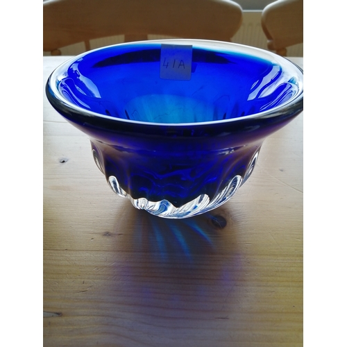 41A - 2 blue decorative glass bowls
