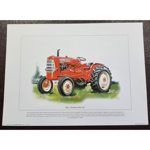 201A - Memorabilia by Rogerstock. 4 colour prints of tractors (9-12).Massey-Ferguson 135, Allis-Chalmers ED... 