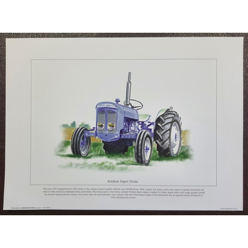 201A - Memorabilia by Rogerstock. 4 colour prints of tractors (9-12).Massey-Ferguson 135, Allis-Chalmers ED... 