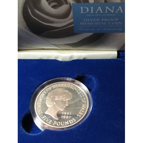 36A - 1999 silver proof 5 pounds coin (memory of Princess Diana)