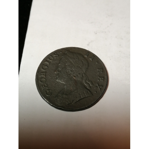 37A - 1742 George II halfpenny in about very fine condition