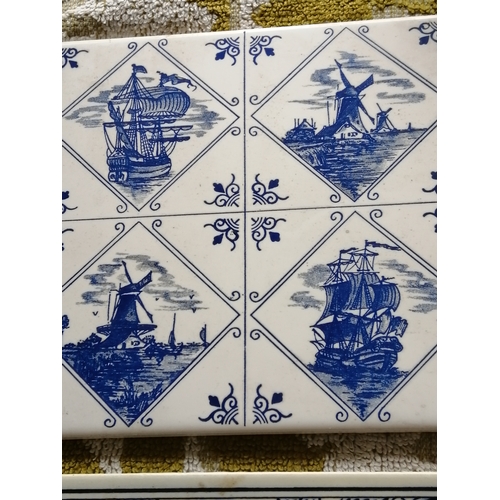 43A - 3 x blue and white decorative tiles depicting scenes from Holland