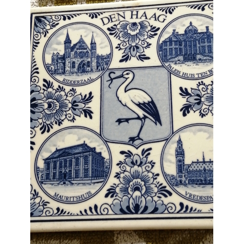 43A - 3 x blue and white decorative tiles depicting scenes from Holland