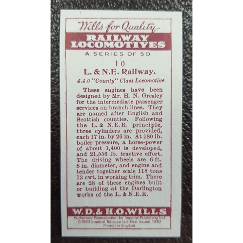 288A - “Railway Locomotives”. A series of 50 collectors cards. (See picture showing back of card). Sealed. ... 