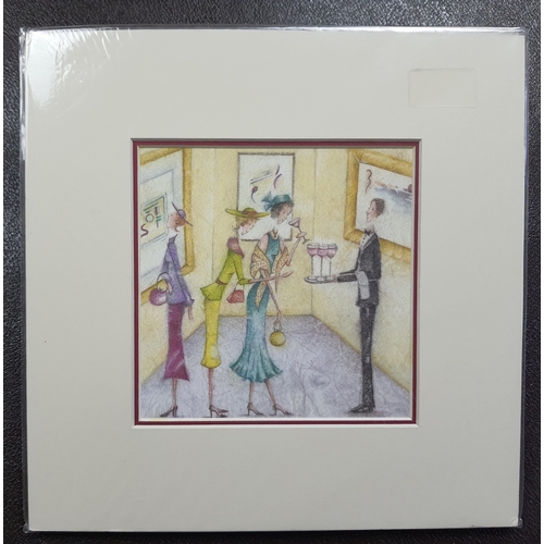 290A - 2 pastel coloured prints in double mounts. Sealed. Size: 28 cm x 28 cm.