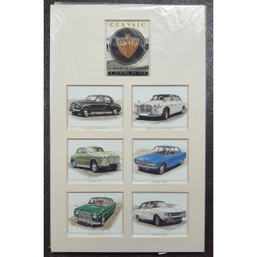 292A - 2 prints ”Classic Rover” Rover P4, P5 & P6 and “Landrover” A series of collectors cards. Series III ... 