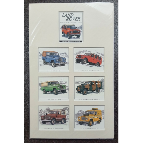 292A - 2 prints ”Classic Rover” Rover P4, P5 & P6 and “Landrover” A series of collectors cards. Series III ... 