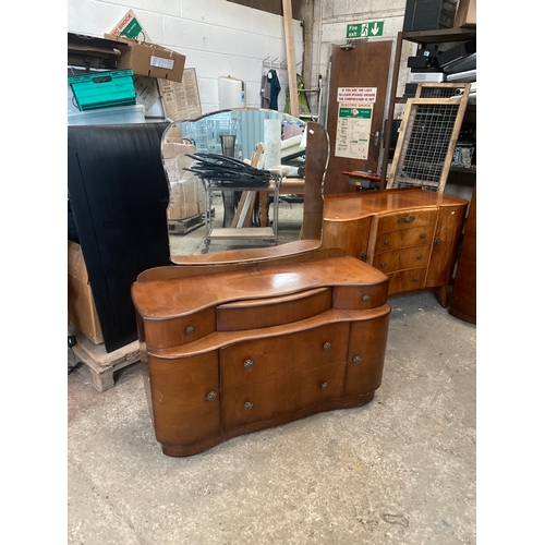 313 - Vintage Beautility bedroom suite with double wardrobe (has rota unit spinning mirror), another wardr... 