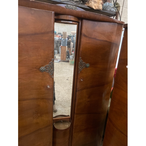 313 - Vintage Beautility bedroom suite with double wardrobe (has rota unit spinning mirror), another wardr... 