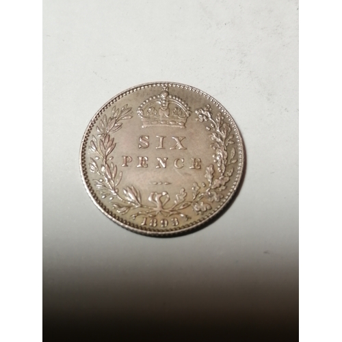 36A - 1893 Victorian sixpence in extremely fine condition