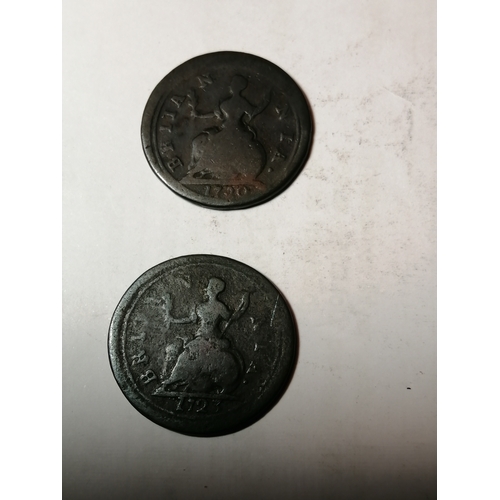 37A - 1720 and 1723 George l farthings (Both coins about fine condition)