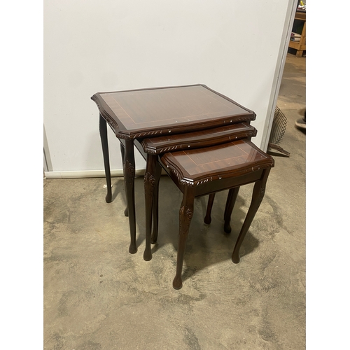 194 - Nice condition glazed nest of 3 tables