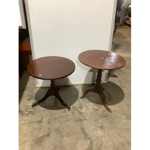 255 - Pair of dark wood circular tables