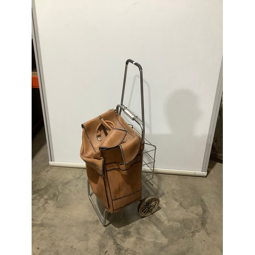 271 - Brown leather Norland Gazelle shipping trolley