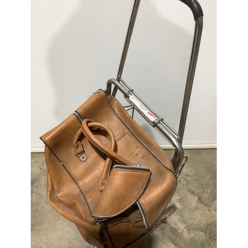 271 - Brown leather Norland Gazelle shipping trolley