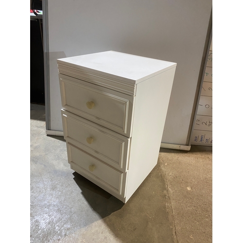 488 - White 3 drawer beside unit