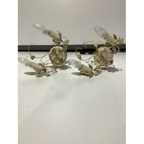 448 - Pair of cream leaf wall lights