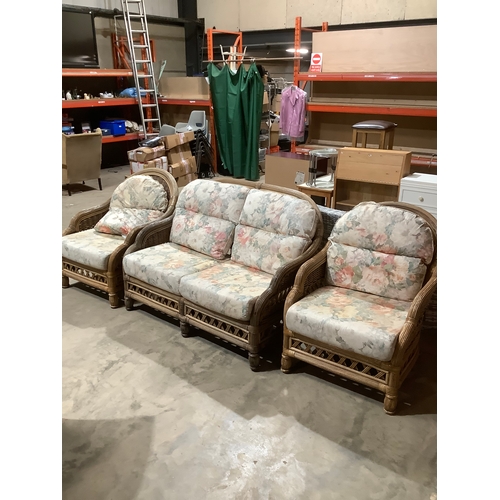Bamboo cane conservatory sofa & 2 chairs will need cushions recovering
