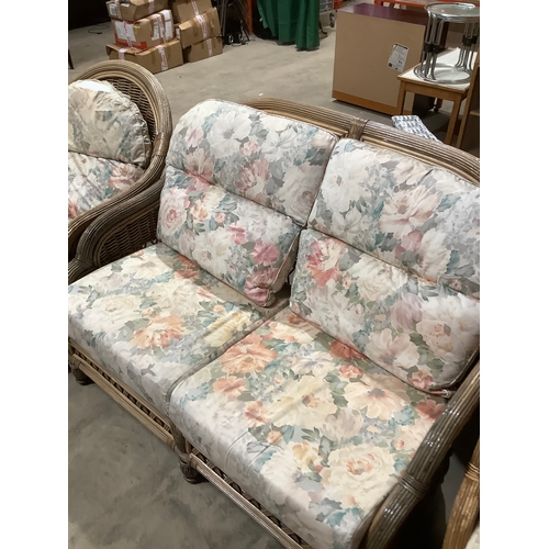 Bamboo cane conservatory sofa & 2 chairs will need cushions recovering