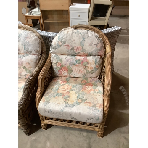 Bamboo cane conservatory sofa & 2 chairs will need cushions recovering